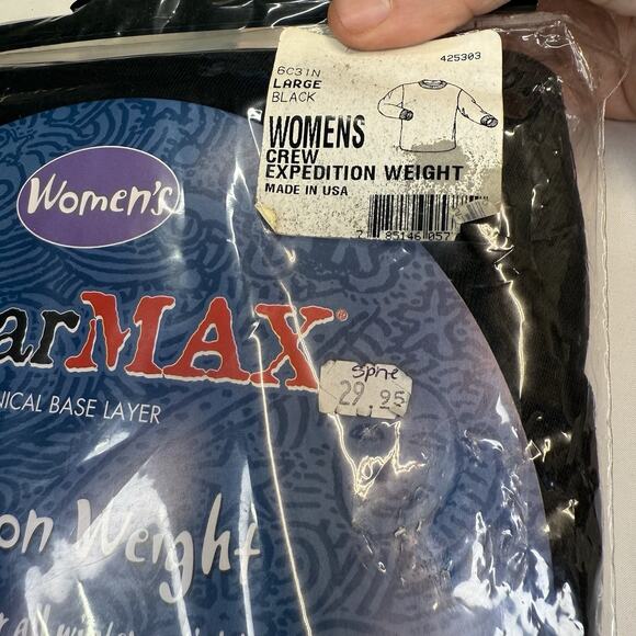 Polarmax Women’s Expedition Weight Crew Base Layer Top Size L Black NWT USA Made - Picture 2 of 7